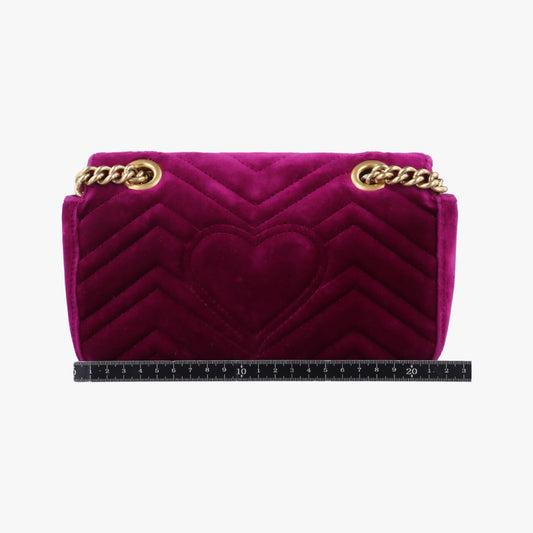 GUCCI GG Marmont Purple Velvet Shoulder Bag 446744I024317238