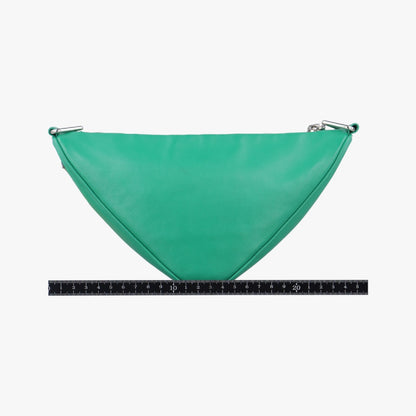 PRADA Triangle Embossed Logo Green Leather Shoulder Bag 1BH1907/D