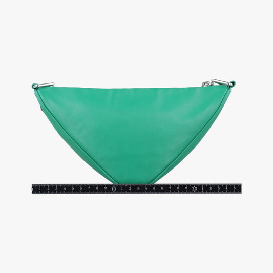 PRADA Triangle Embossed Logo Green Leather Shoulder Bag 1BH1907/D