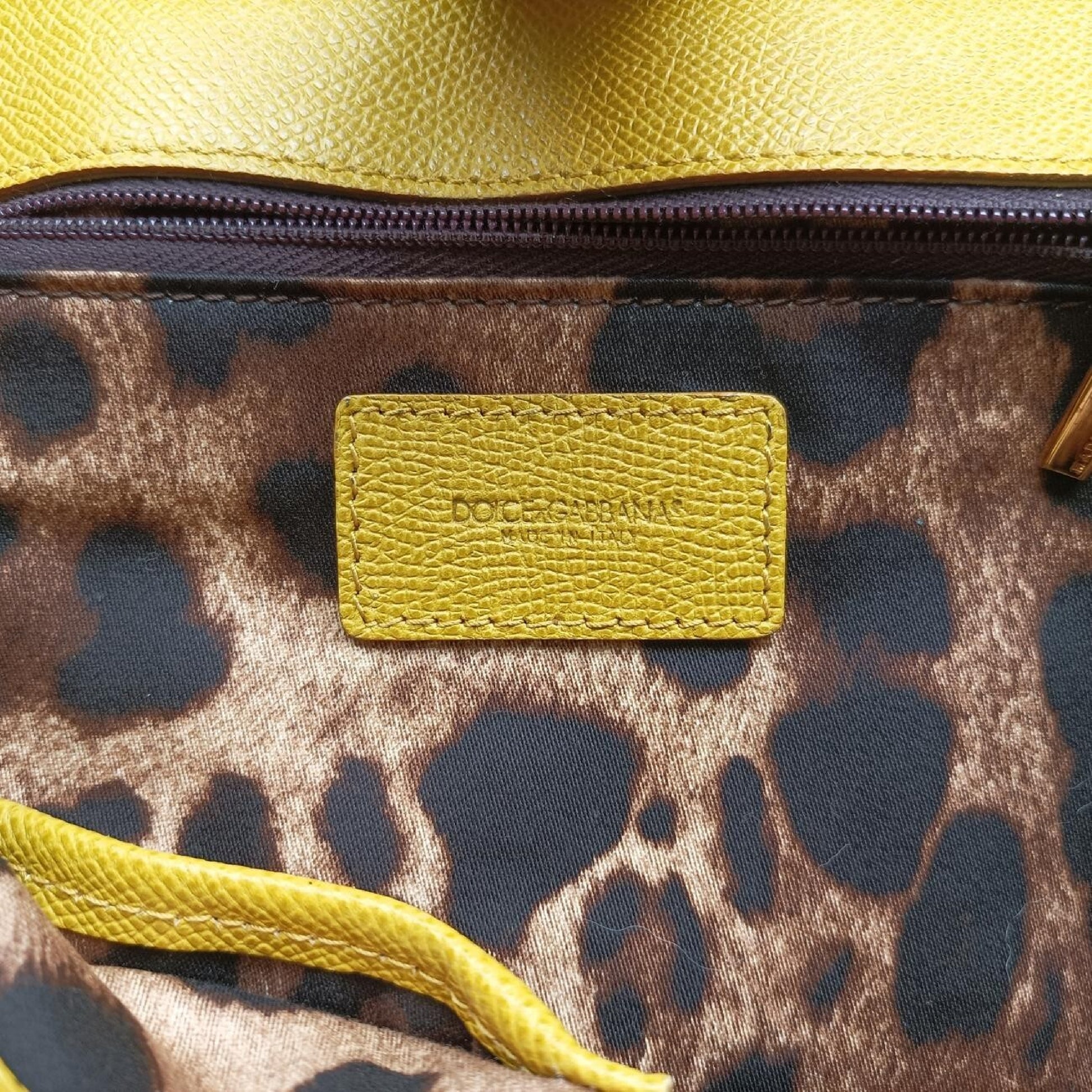 DOLCE&GABBANA Sicily Yellow Leather Shoulder Bag