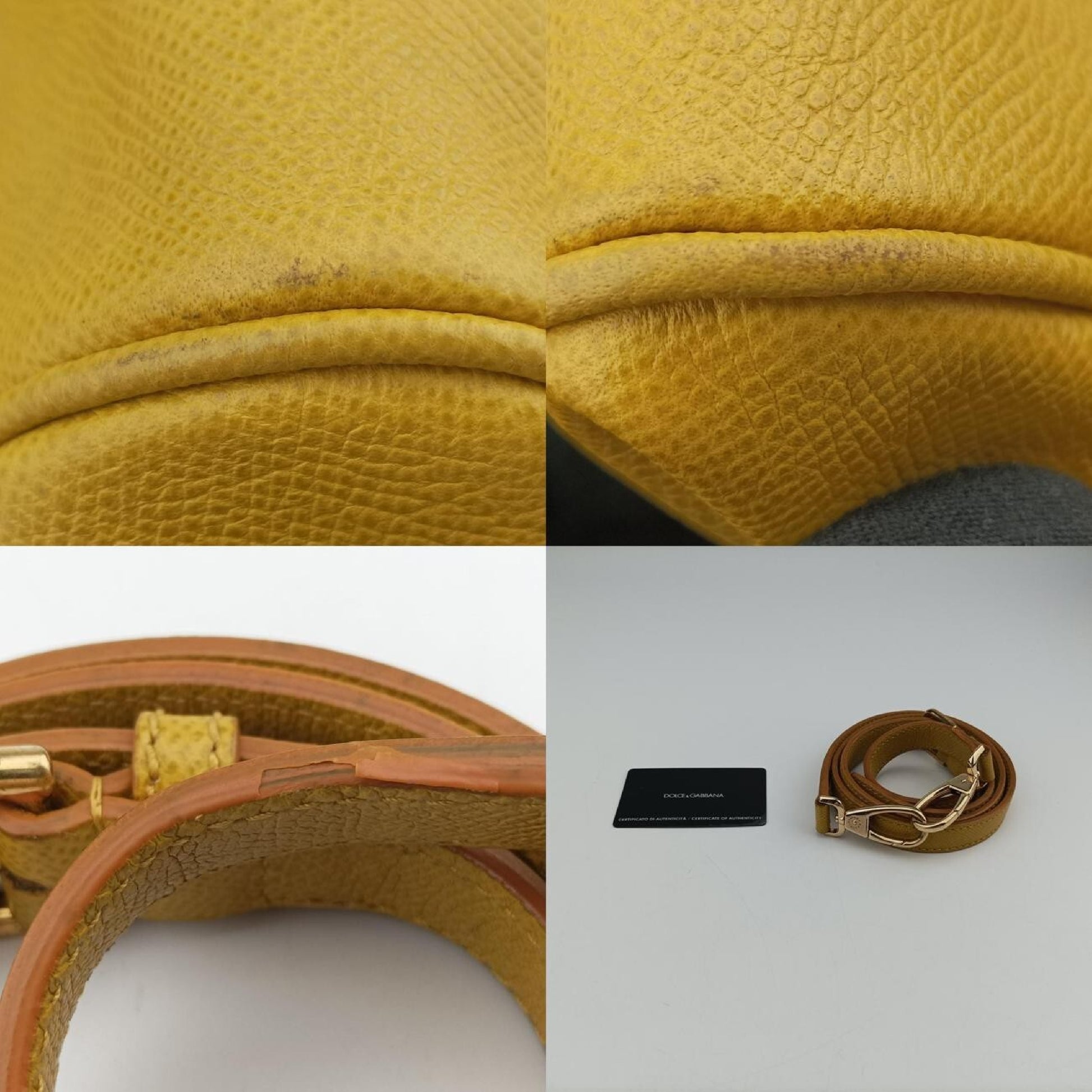 DOLCE&GABBANA Sicily Yellow Leather Shoulder Bag