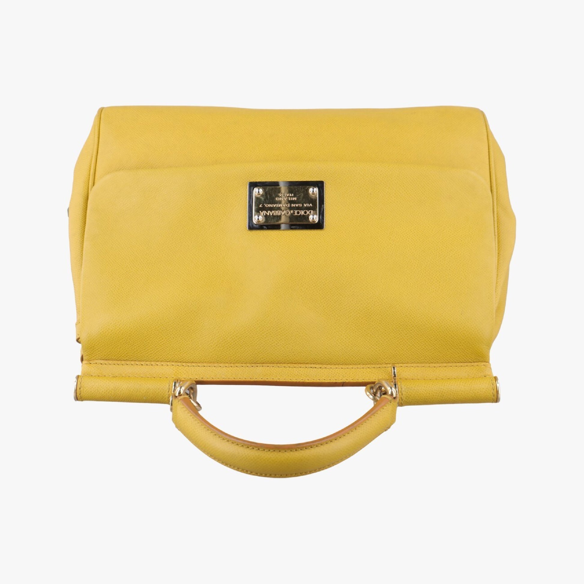 DOLCE&GABBANA Sicily Yellow Leather Shoulder Bag
