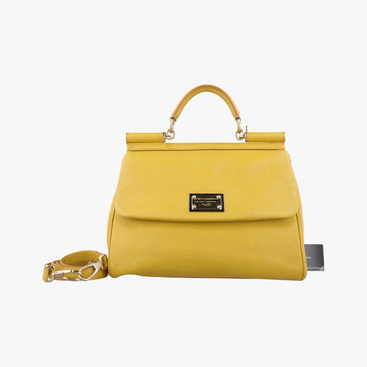 DOLCE&GABBANA Sicily Yellow Leather Shoulder Bag