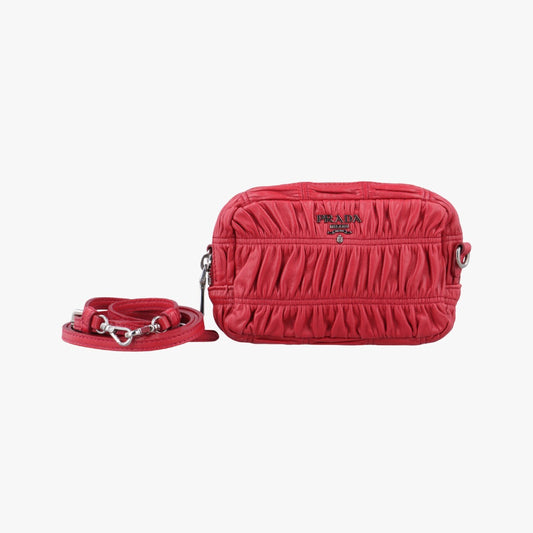 PRADA Gathered Mini Red Leather Shoulder Bag 1BH11253