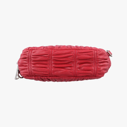 PRADA Gathered Mini Red Leather Shoulder Bag 1BH11253