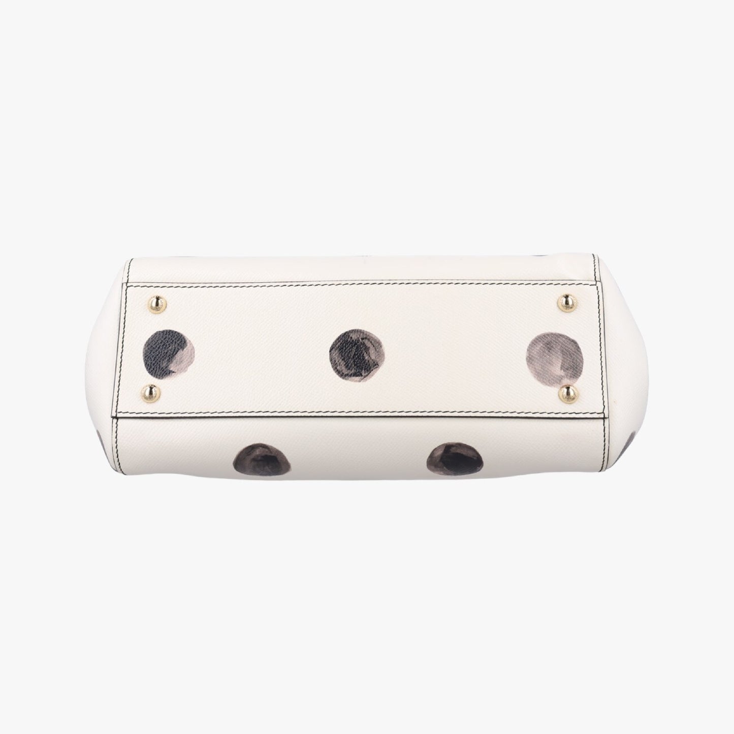 DOLCE&GABBANA Polka Dot Miss Sicily Top in White and Black Leather, Size 40 Shoulder Bag