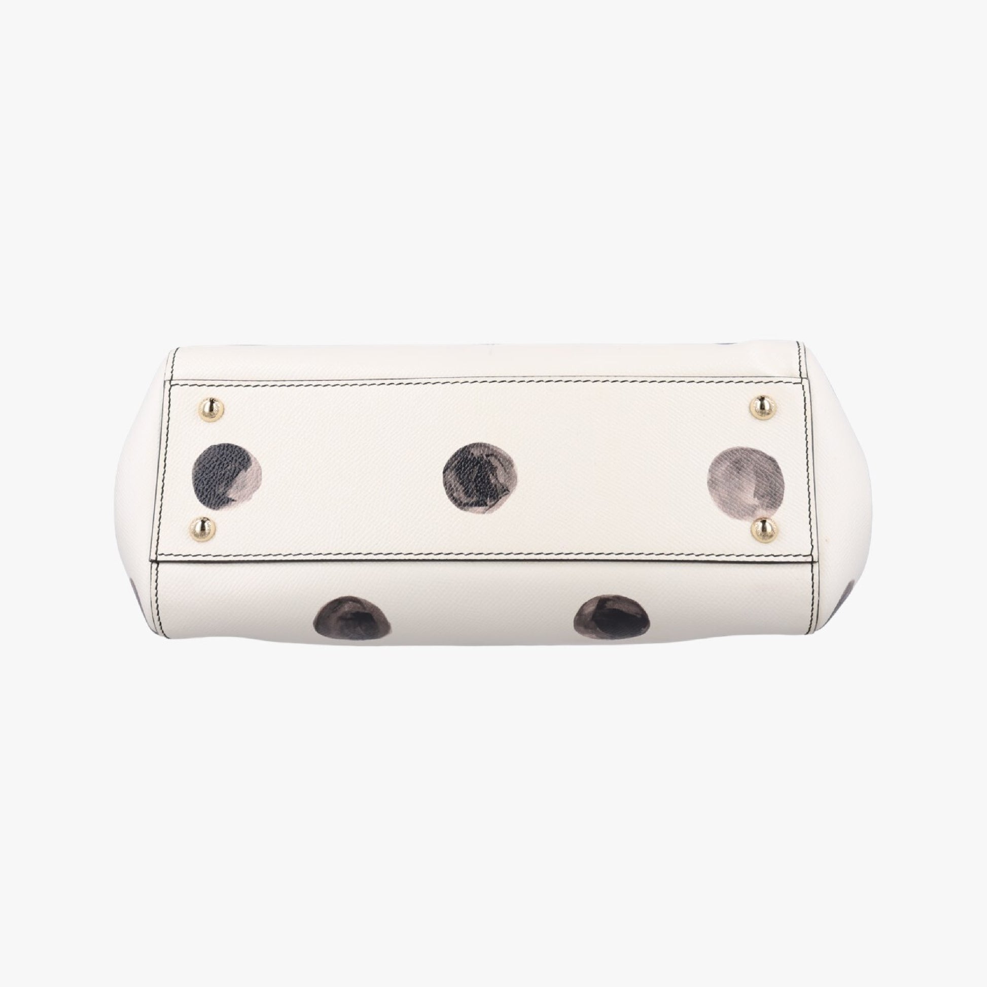 DOLCE&GABBANA Polka Dot Miss Sicily Top in White and Black Leather, Size 40 Shoulder Bag