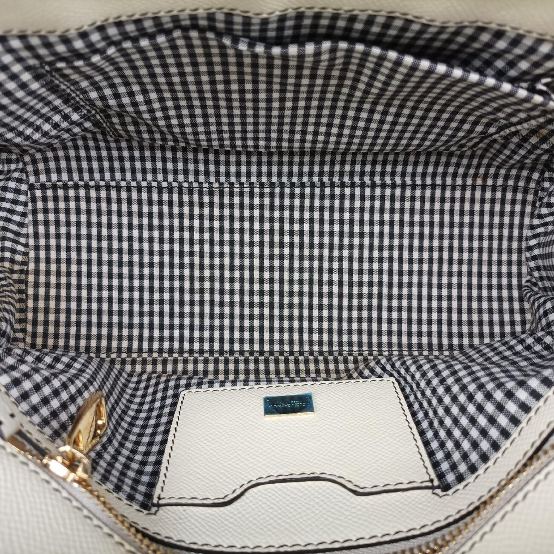 DOLCE&GABBANA Polka Dot Miss Sicily Top in White and Black Leather, Size 40 Shoulder Bag