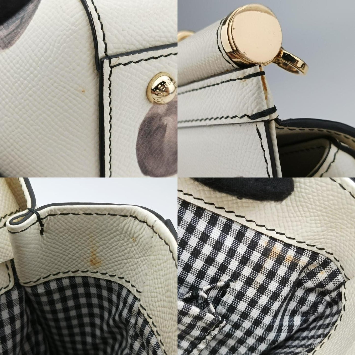 DOLCE&GABBANA Polka Dot Miss Sicily Top in White and Black Leather, Size 40 Shoulder Bag