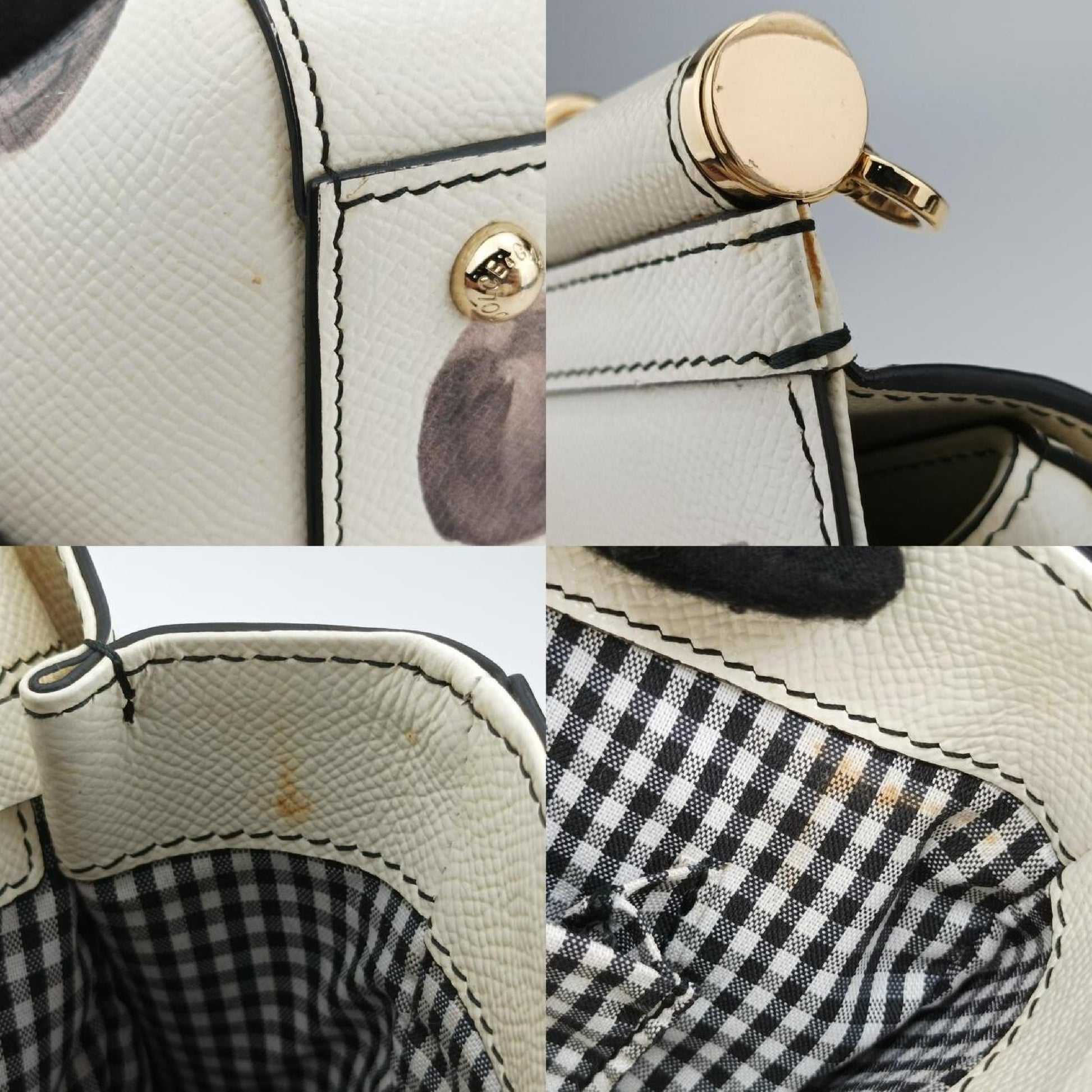 DOLCE&GABBANA Polka Dot Miss Sicily Top in White and Black Leather, Size 40 Shoulder Bag