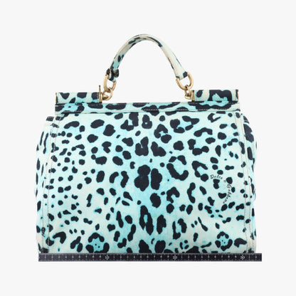 DOLCE&GABBANA Sicily Leopard Print Multicolor Canvas Handbag
