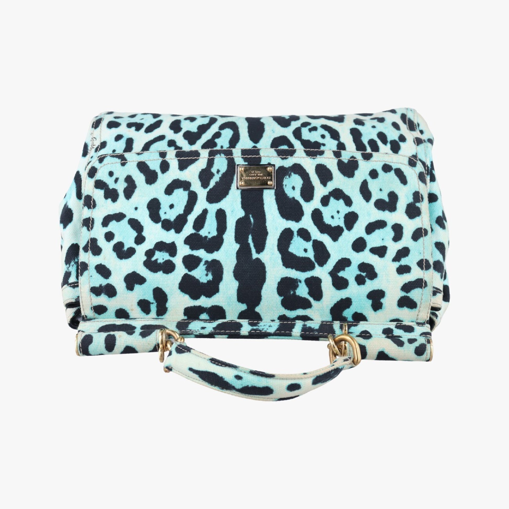 DOLCE&GABBANA Sicily Leopard Print Multicolor Canvas Handbag