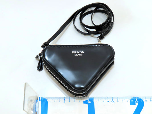 PRADA Leather 2-Way Mini Pouch Triangle Shoulder Bag