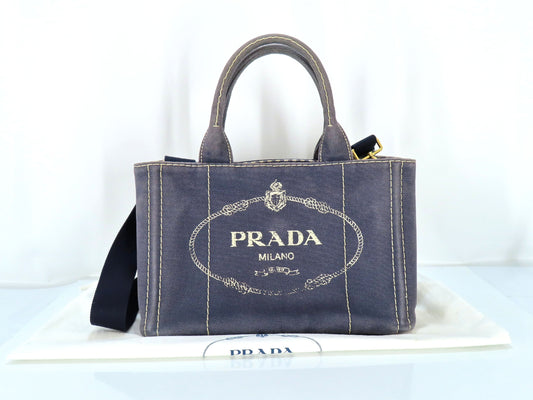 PRADA Canapa Canvas 2-Way Shoulder Bag/Handbag