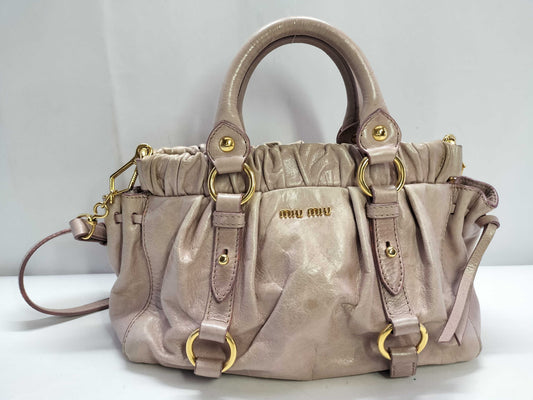Miu Miu Vitello Luxe 2-Way Handbag Leather Handbag