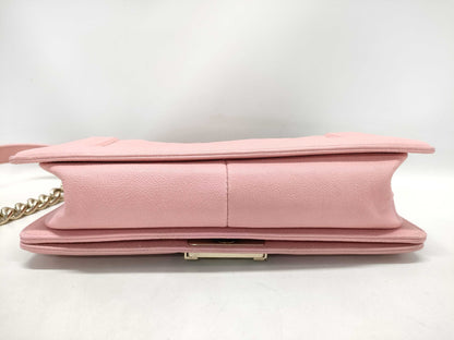 CHANEL Caviar Skin Boy Chanel Chain Shoulder Bag Caviar Skin Pink Shoulder Bag
