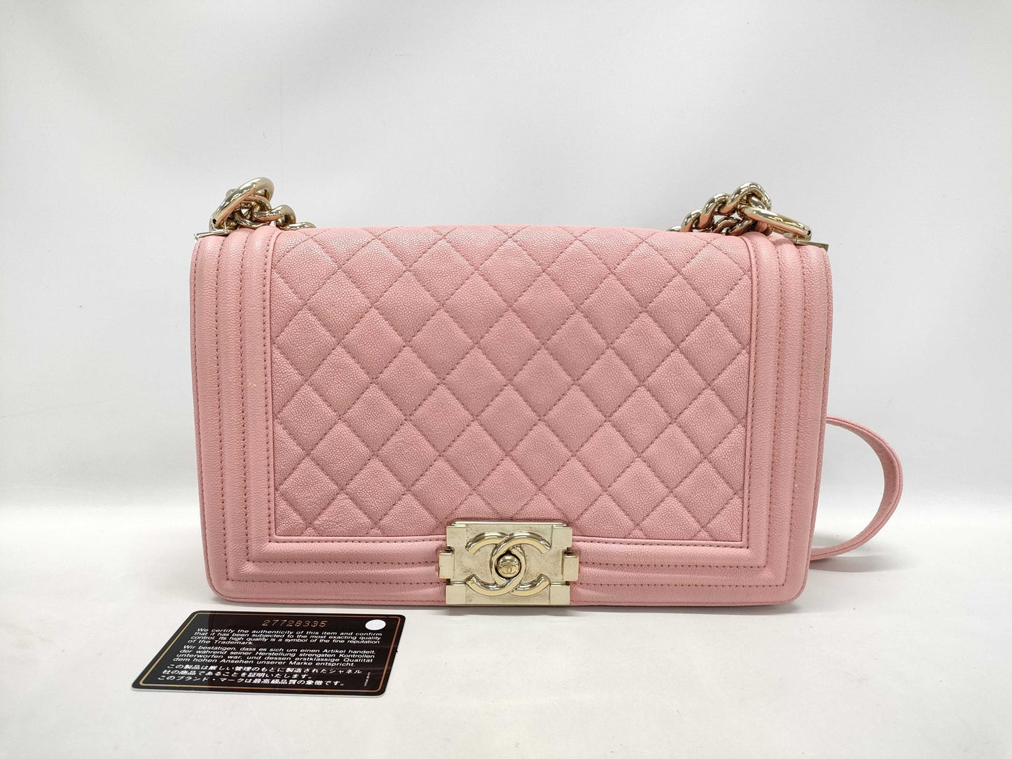 CHANEL Caviar Skin Boy Chanel Chain Shoulder Bag Caviar Skin Pink Shoulder Bag