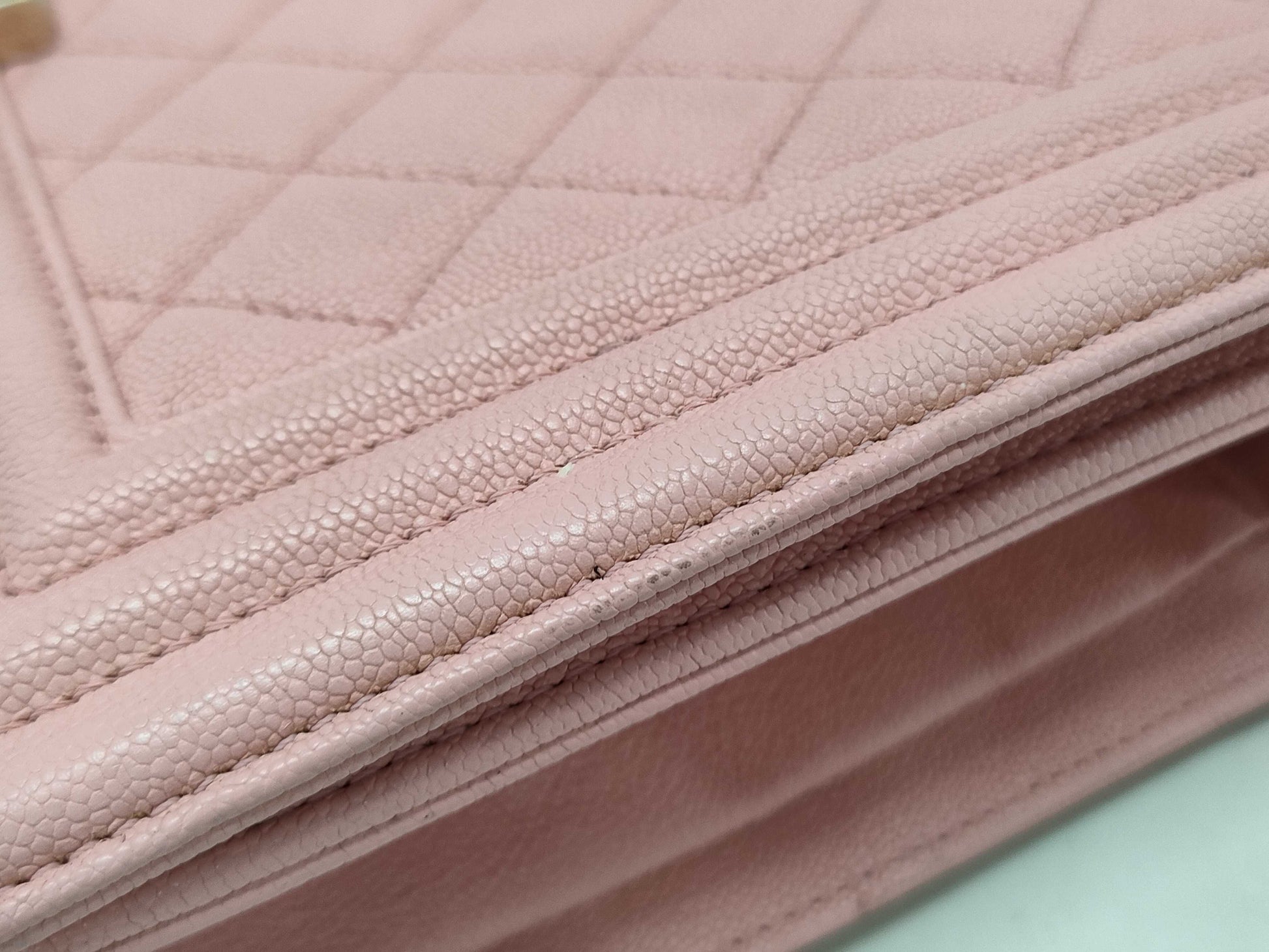 CHANEL Caviar Skin Boy Chanel Chain Shoulder Bag Caviar Skin Pink Shoulder Bag