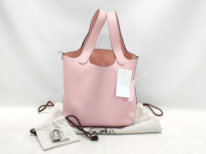 HERMES Picotin Lock PM Z Stamp Taurillon Clemence Leather Handbag in Pink