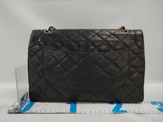 CHANEL Paris Limited Edition Matelasse Chain Shoulder Bag in Black Lambskin