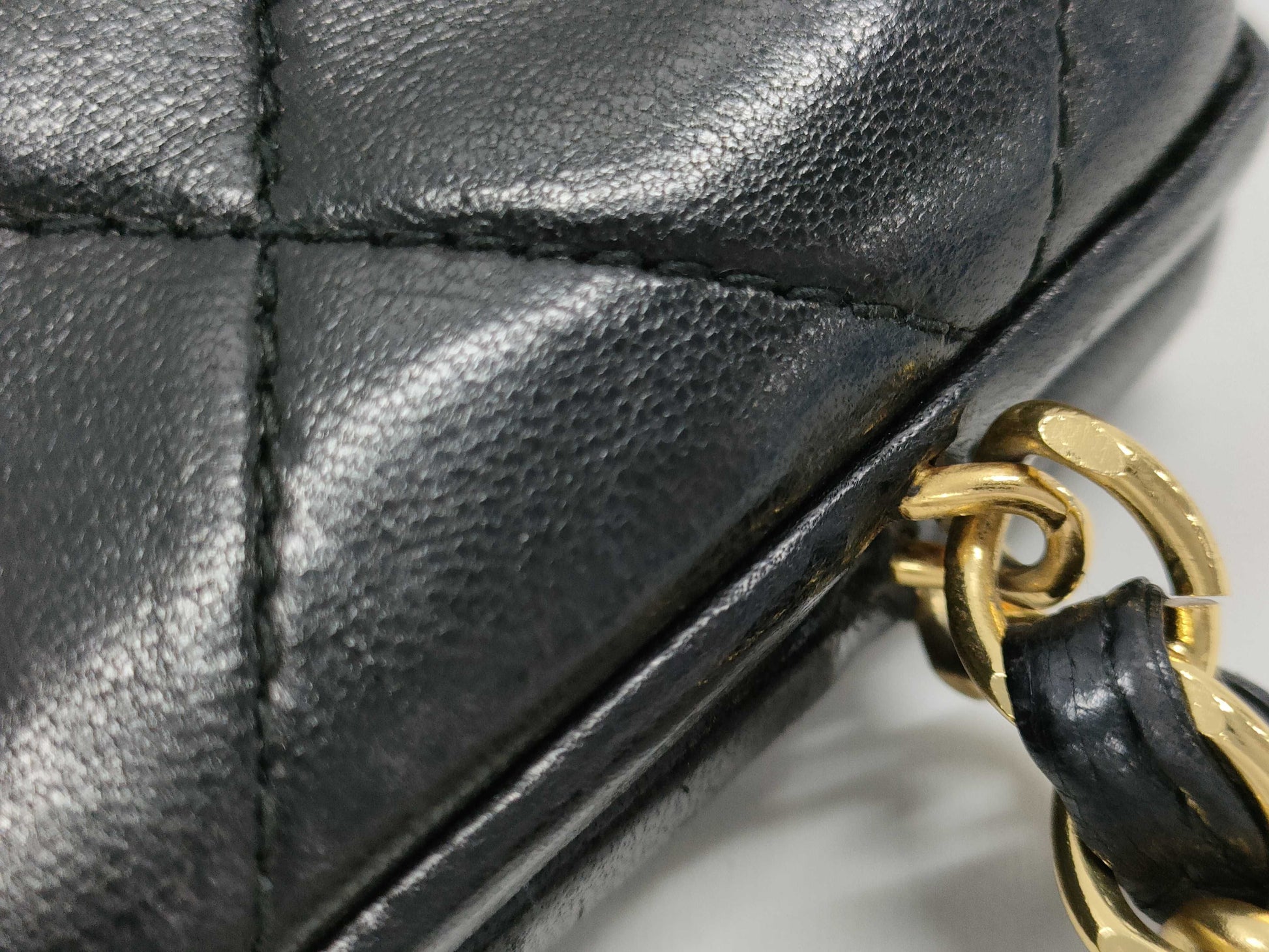 CHANEL Matelasse Chain Shoulder Bag with Clasp Closure, Lambskin, Black