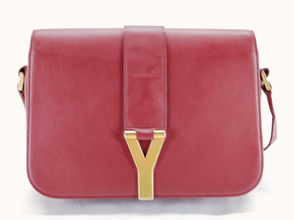 SAINT LAURENT Y-Line Red Leather Shoulder Bag