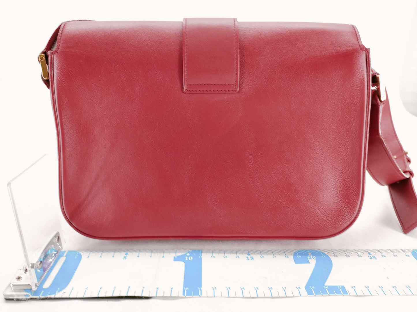 SAINT LAURENT Y-Line Red Leather Shoulder Bag