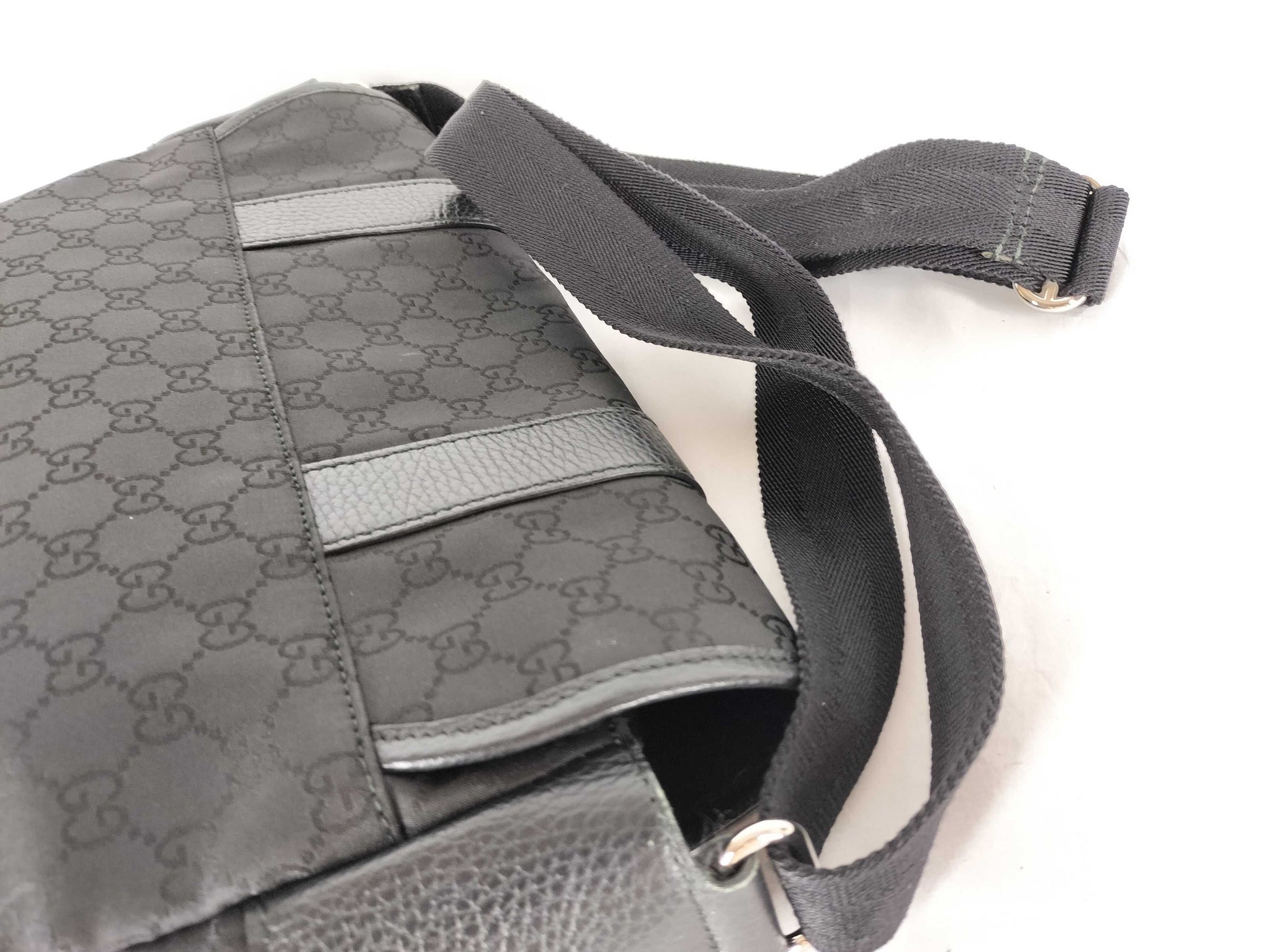 GUCCI GG Canvas Messenger Bag, Black, 374423, Shoulder Bag