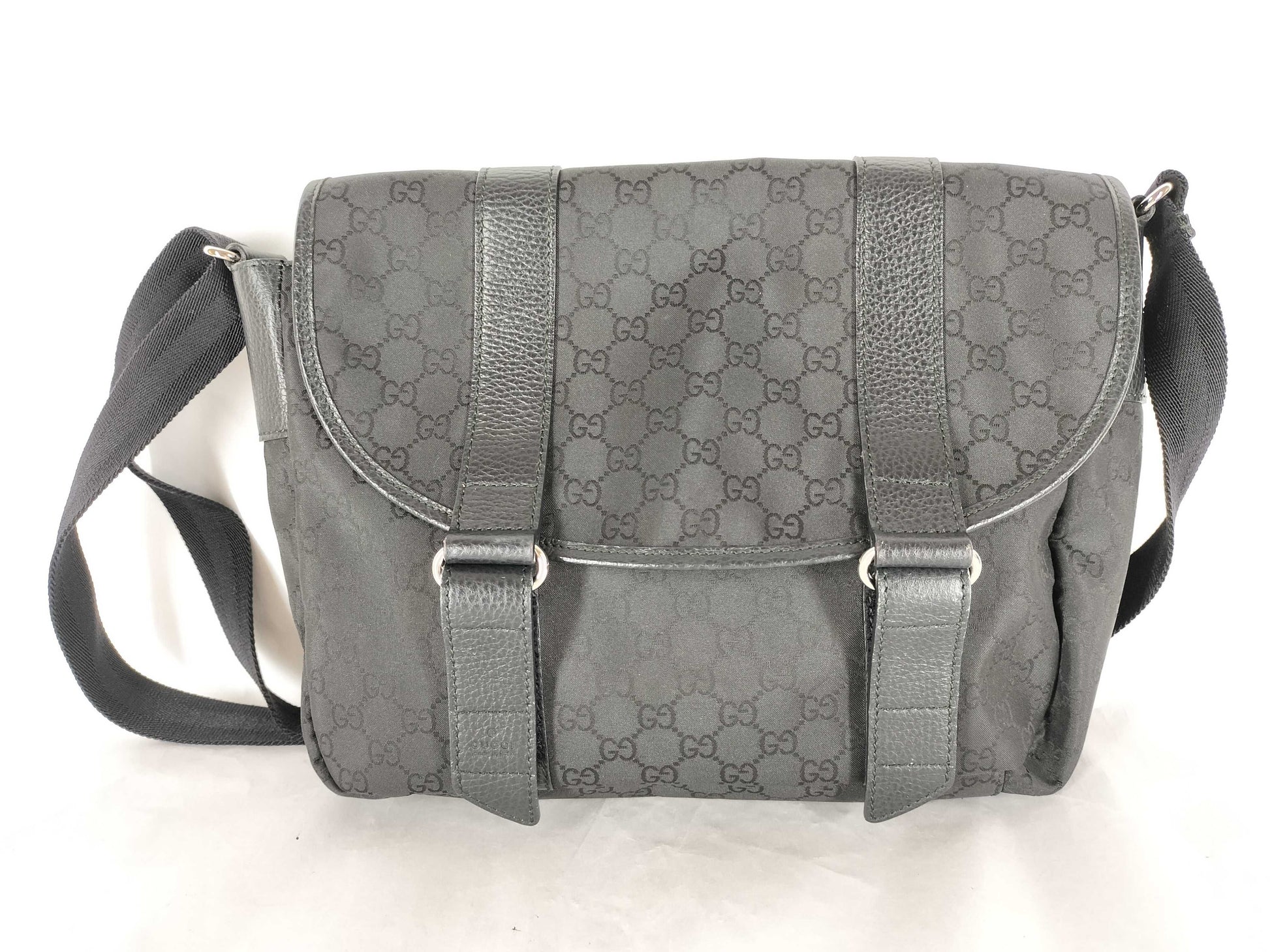 GUCCI GG Canvas Messenger Bag, Black, 374423, Shoulder Bag