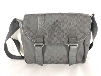 GUCCI GG Canvas Messenger Bag, Black, 374423, Shoulder Bag