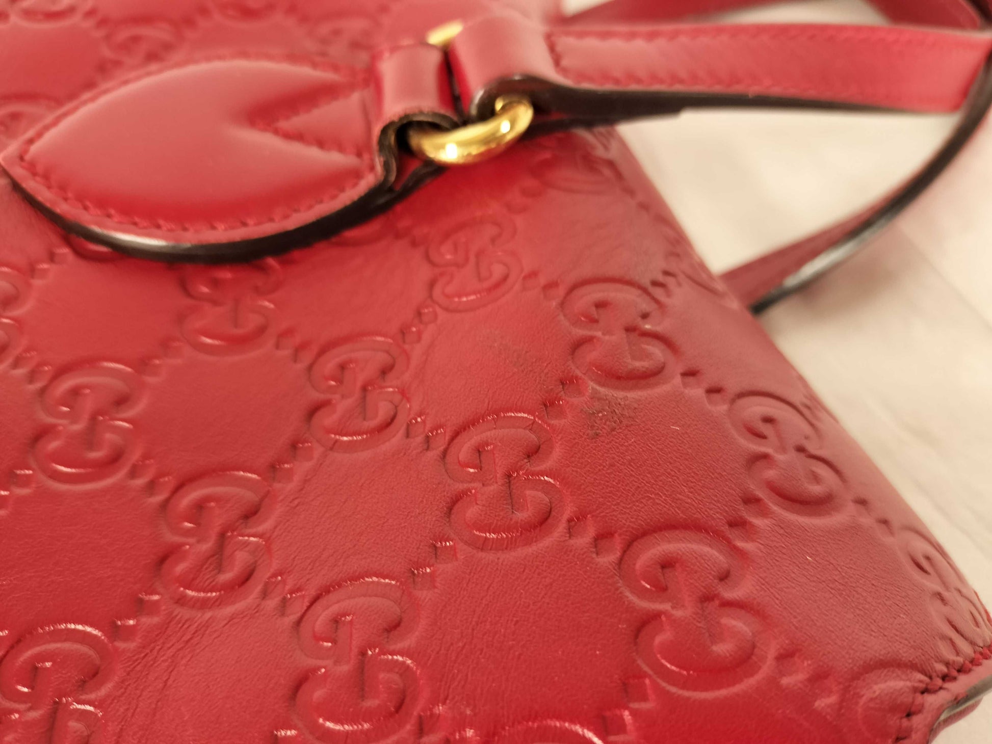 GUCCI Guccissima 2-Way Handbag Red 428226 Handbag