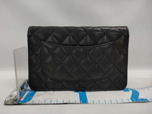 CHANEL Caviar Skin Coco Mark Rhinestone Chain Wallet, Random Number Shoulder Bag