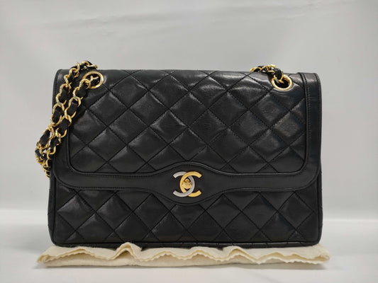 CHANEL Paris Limited Edition Matelasse Lambskin 25 Double Flap Double Chain Shoulder Bag