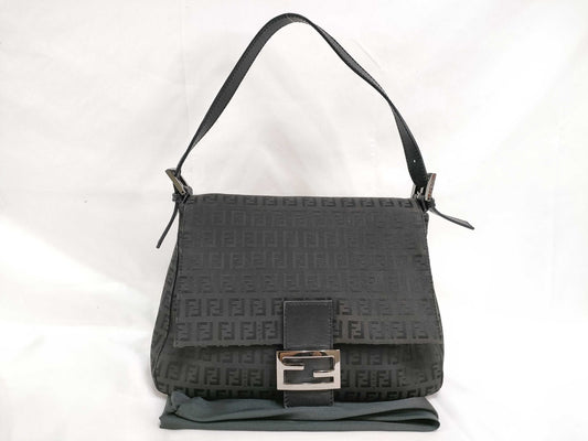 FENDI Zucchino Mamma Bucket Shoulder Bag in Black 