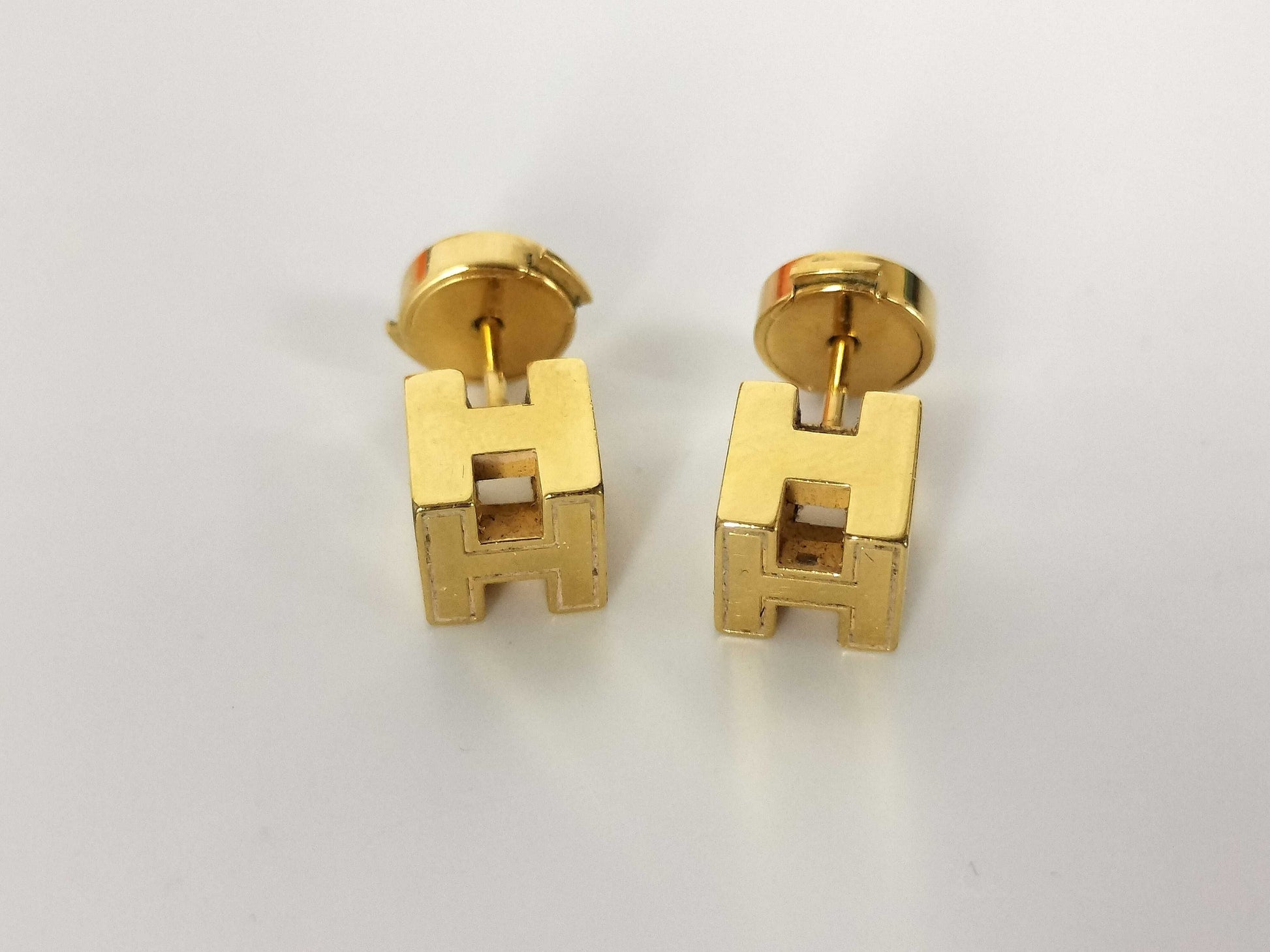 HERMES CAGE DE H H Cube Earrings