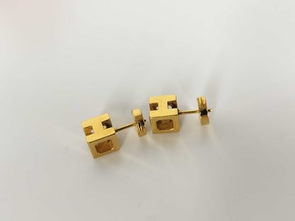 HERMES CAGE DE H H Cube Earrings