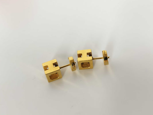 HERMES CAGE DE H H Cube Earrings