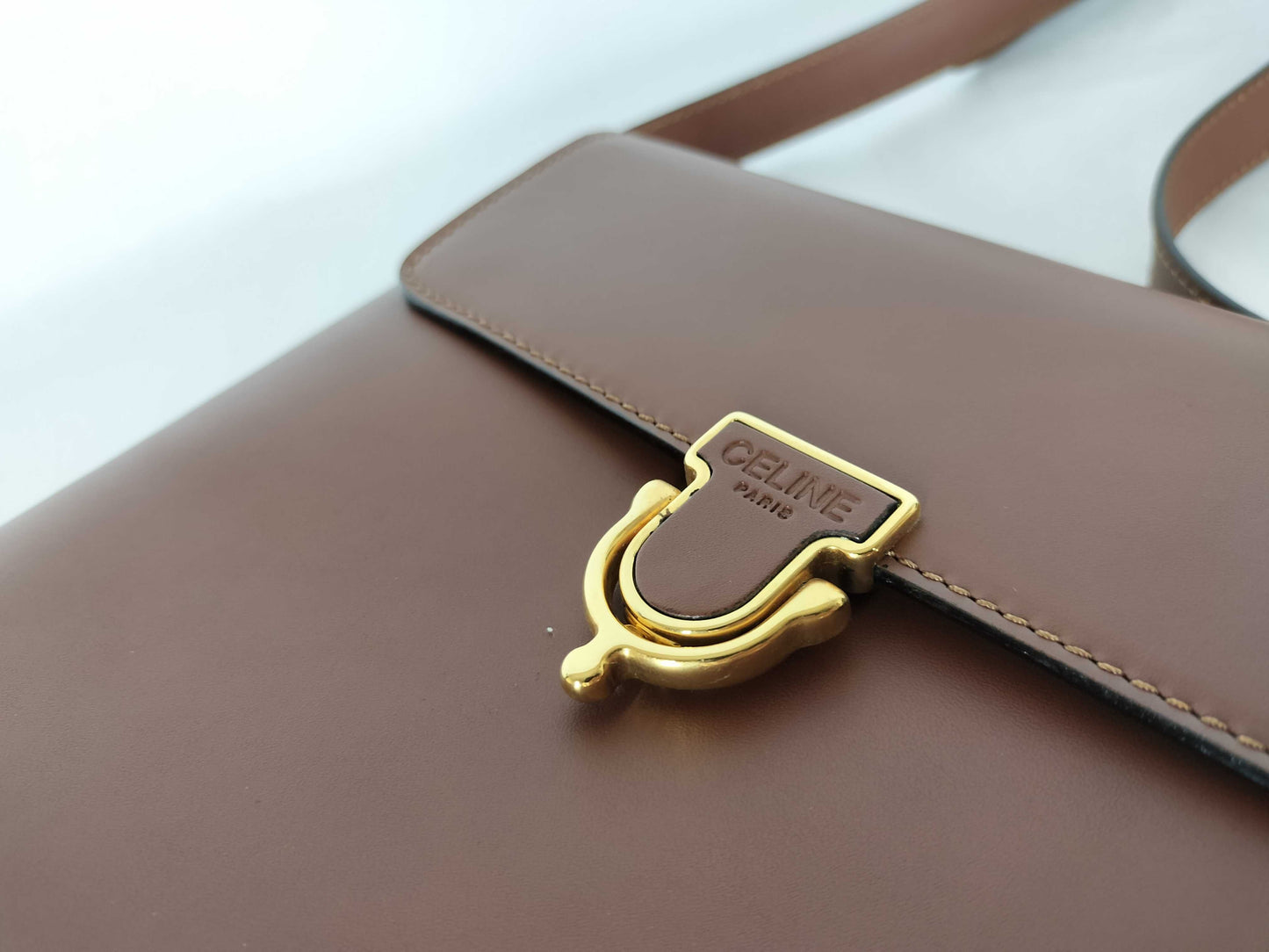 CELINE Brown Leather Shoulder Bag