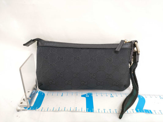GUCCI GG Canvas Leather Pouch with Charm 152508 Black