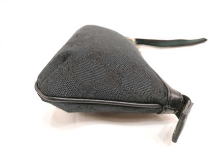 GUCCI GG Canvas Leather Pouch with Charm 152508 Black