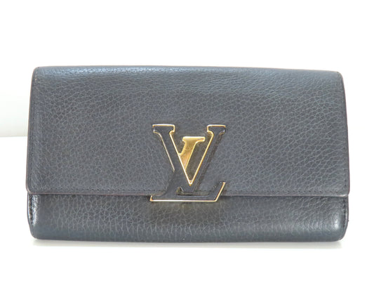LOUIS VUITTON Taurillon Capucines Portefeuille M61248 Black Wallet