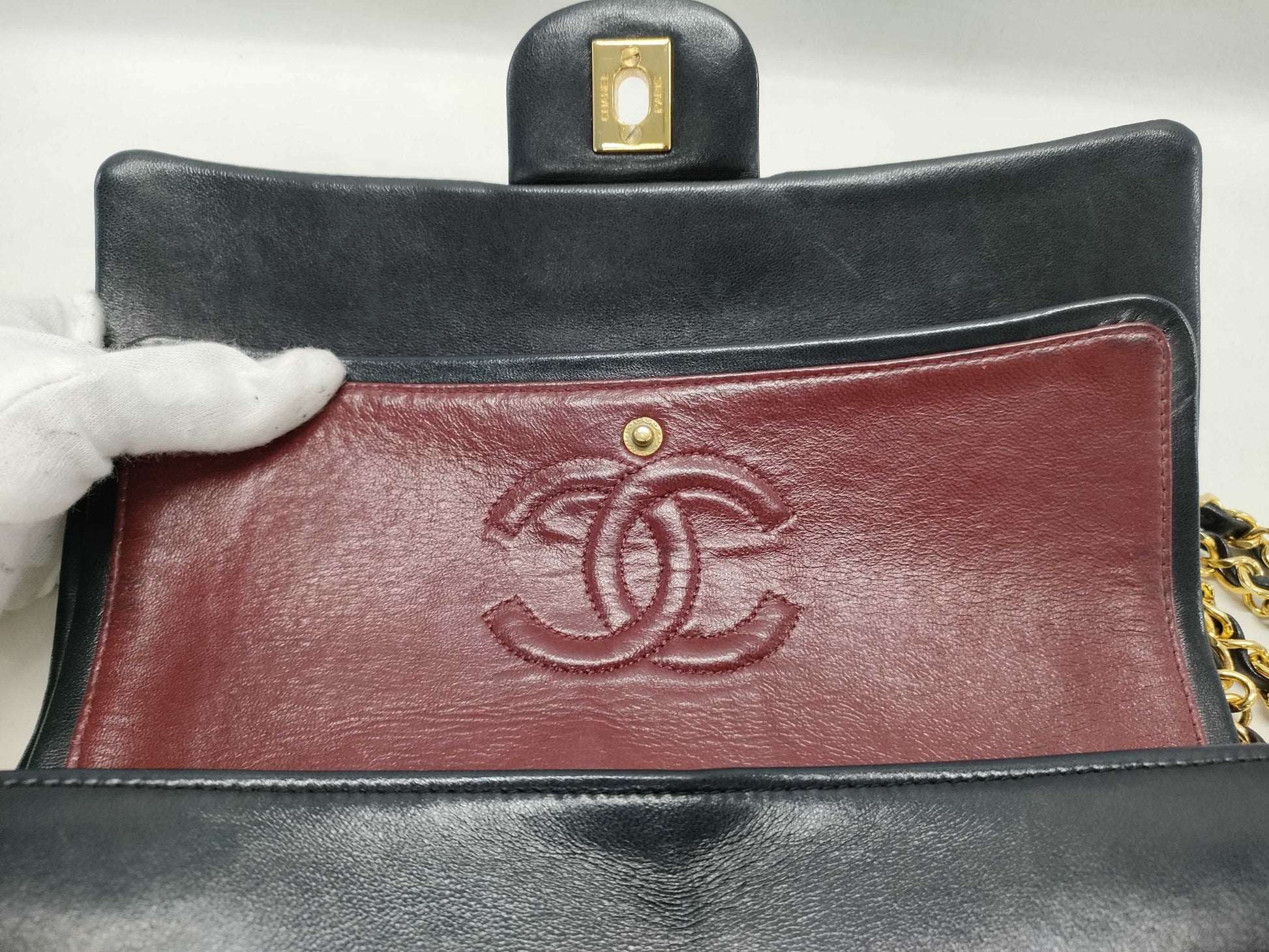CHANEL Matelasse Lambskin Double Flap Chain Shoulder Bag
