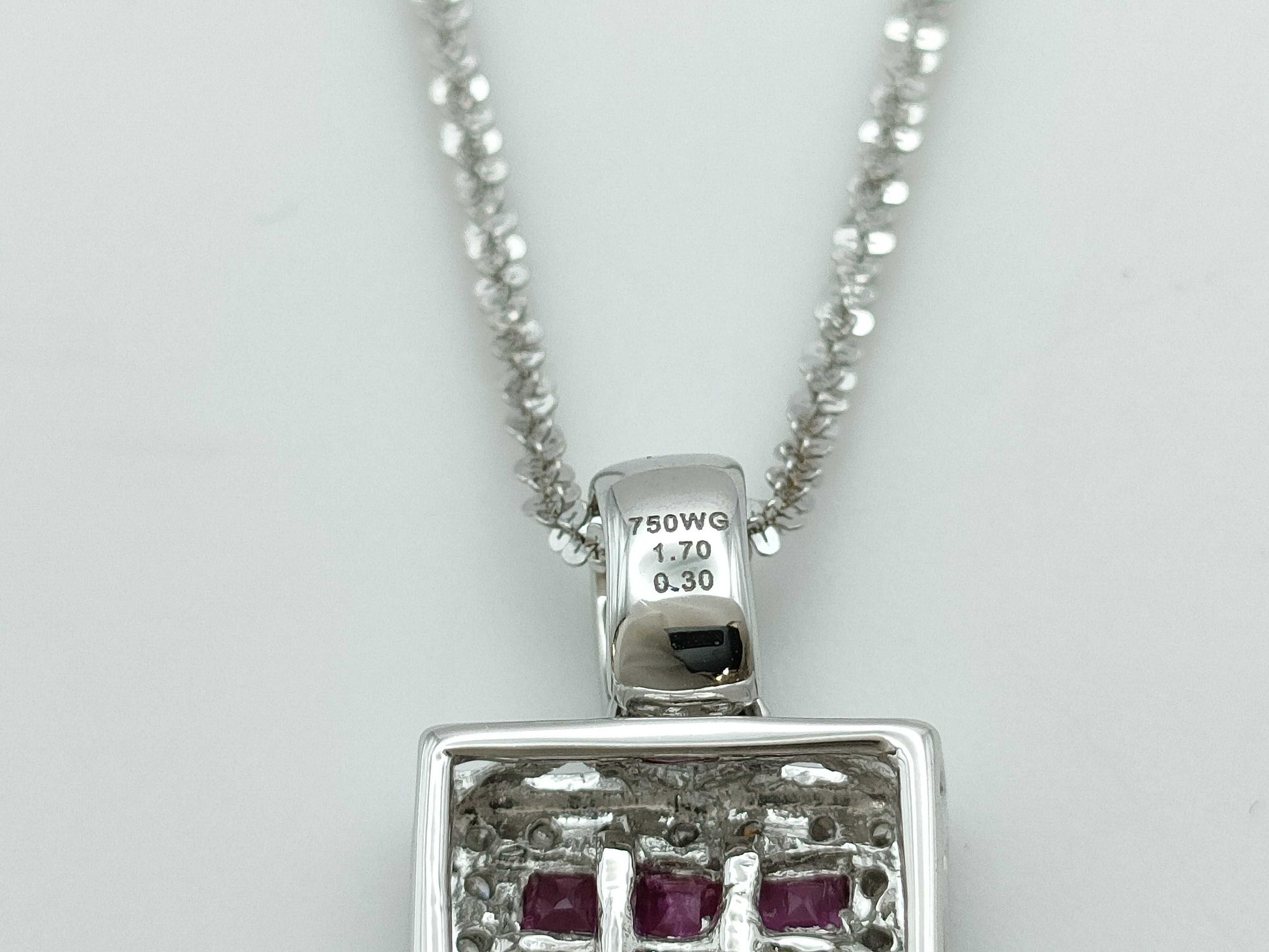 R1.7ct D0.3ct K18WG 6.8g Necklace 