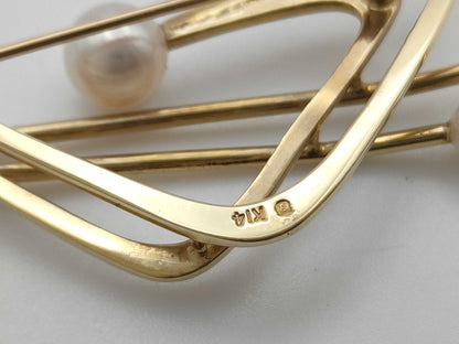 MIKIMOTO Pearl Diameter Approx. 5.0mm-5.7mm K14 10.5g Brooch 