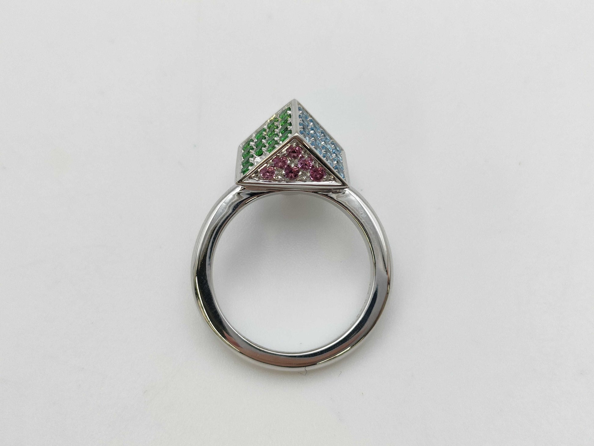 TESORO Topaz, Green Grossular Garnet, and Pink Tourmaline 750 Ring, 9.1g 