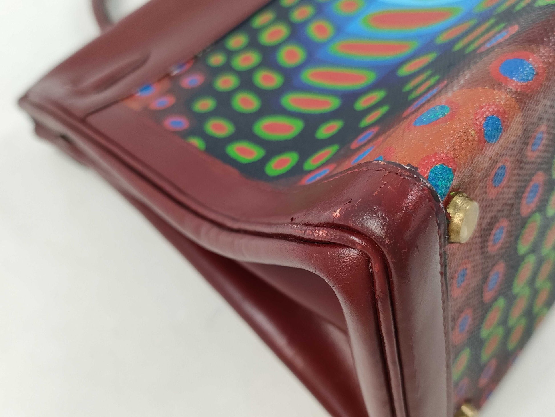 HERMES Kelly 32 Box Calf Rouge H GP 〇C Stamped Handbag