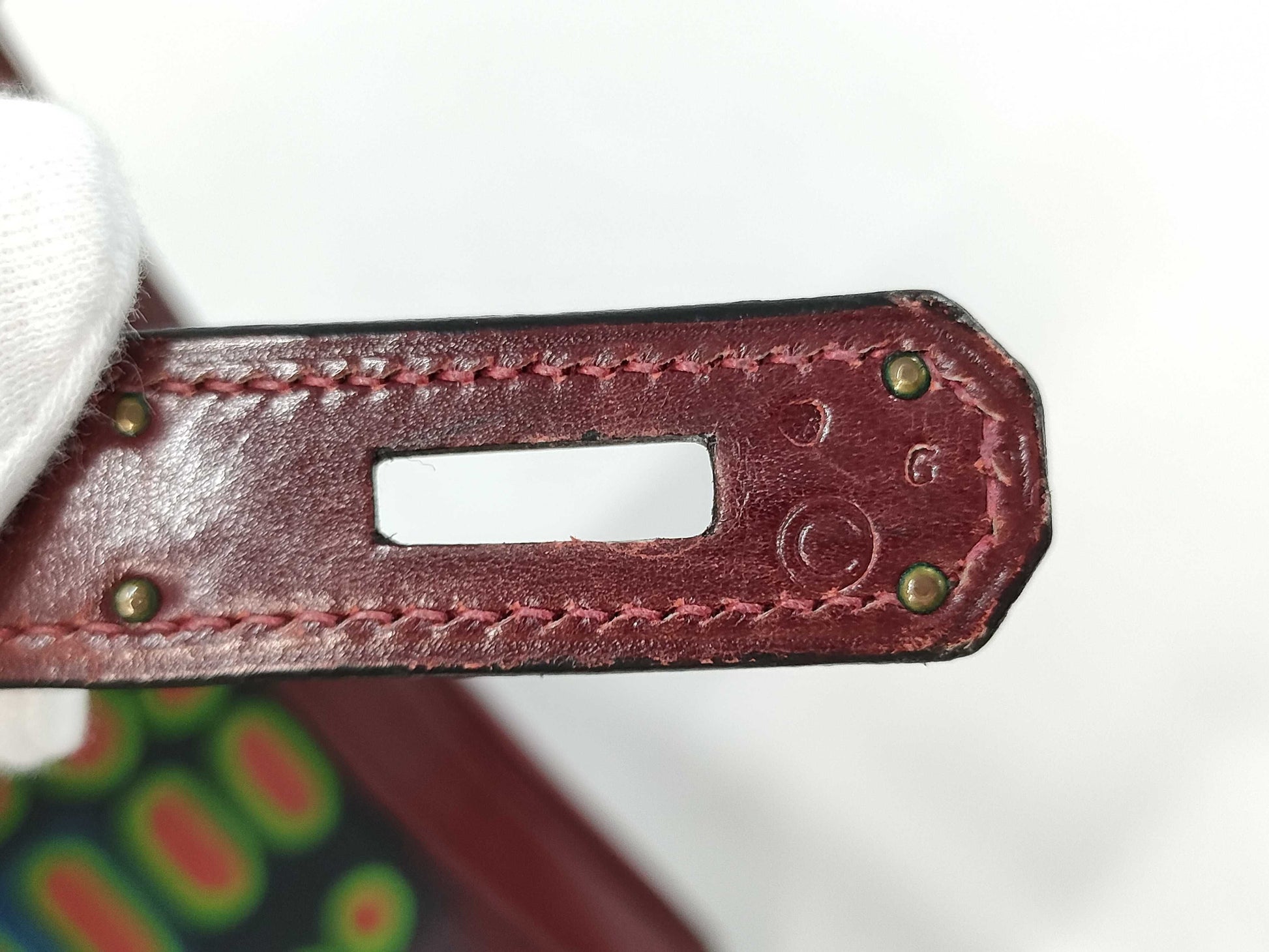 HERMES Kelly 32 Box Calf Rouge H GP 〇C Stamped Handbag