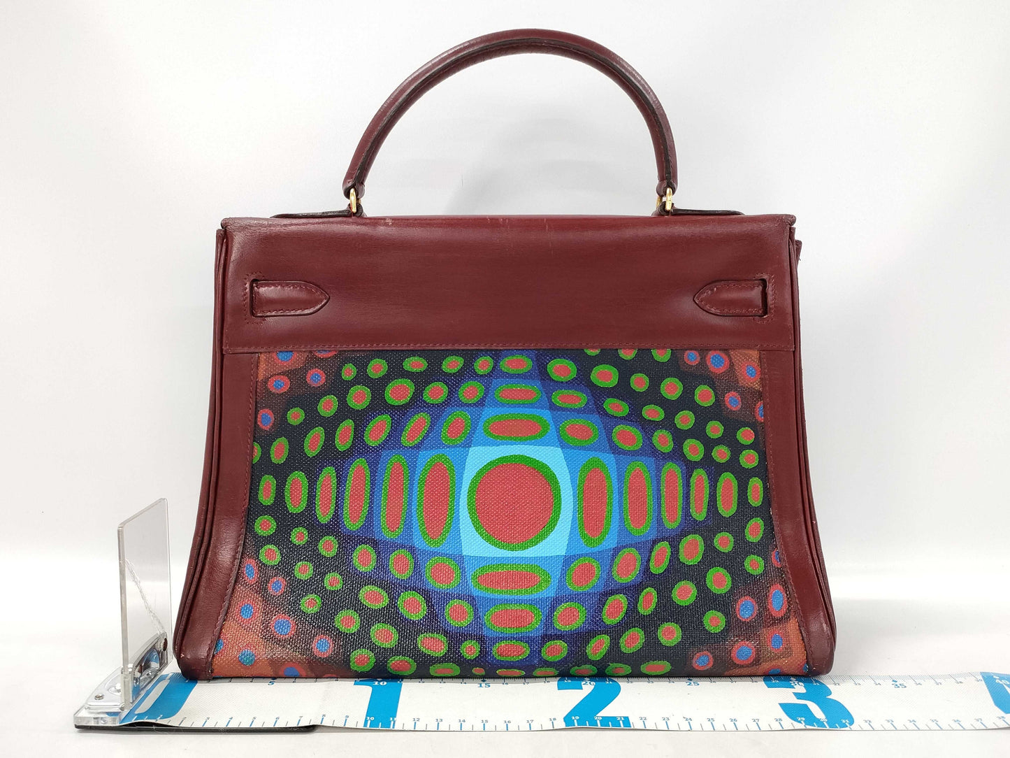 HERMES Kelly 32 Box Calf Rouge H GP 〇C Stamped Handbag