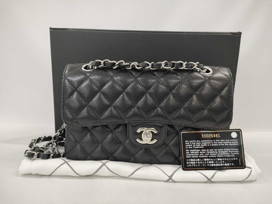 CHANEL Double Flap Caviar Black SS Shoulder Bag