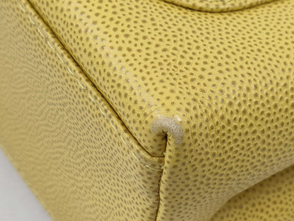 CHANEL Turnlock Caviar Yellow GP Handbag